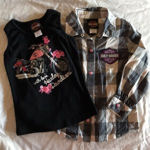 Girls Harley Davidson flannel with tank top 5 EUC
